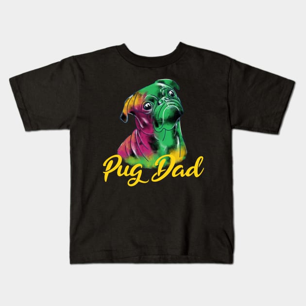 Black Pug Dad Graffiti Style Kids T-Shirt by okpinsArtDesign